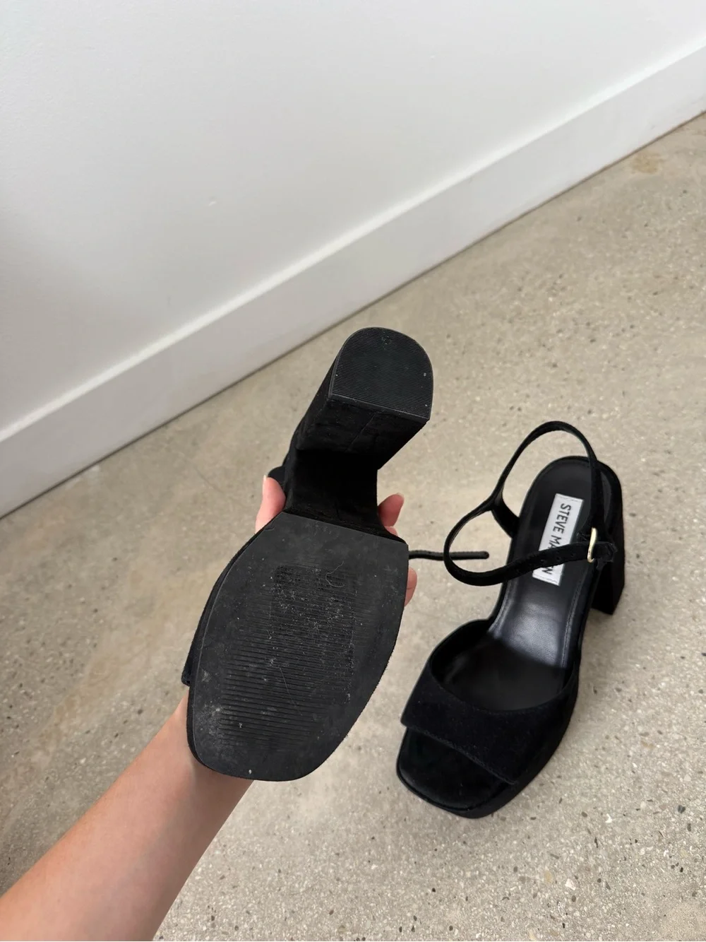 Steve Madden Black Suede Slingback Block Heels